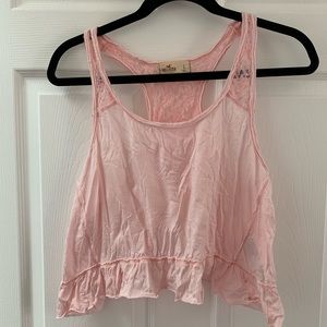 Pink Crop Top with Lace
